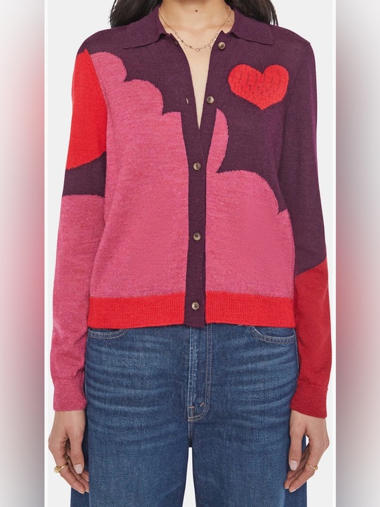 MOTHER Sweaters - MOTHER The Racquet Abstract Print Alpaca Cardigan